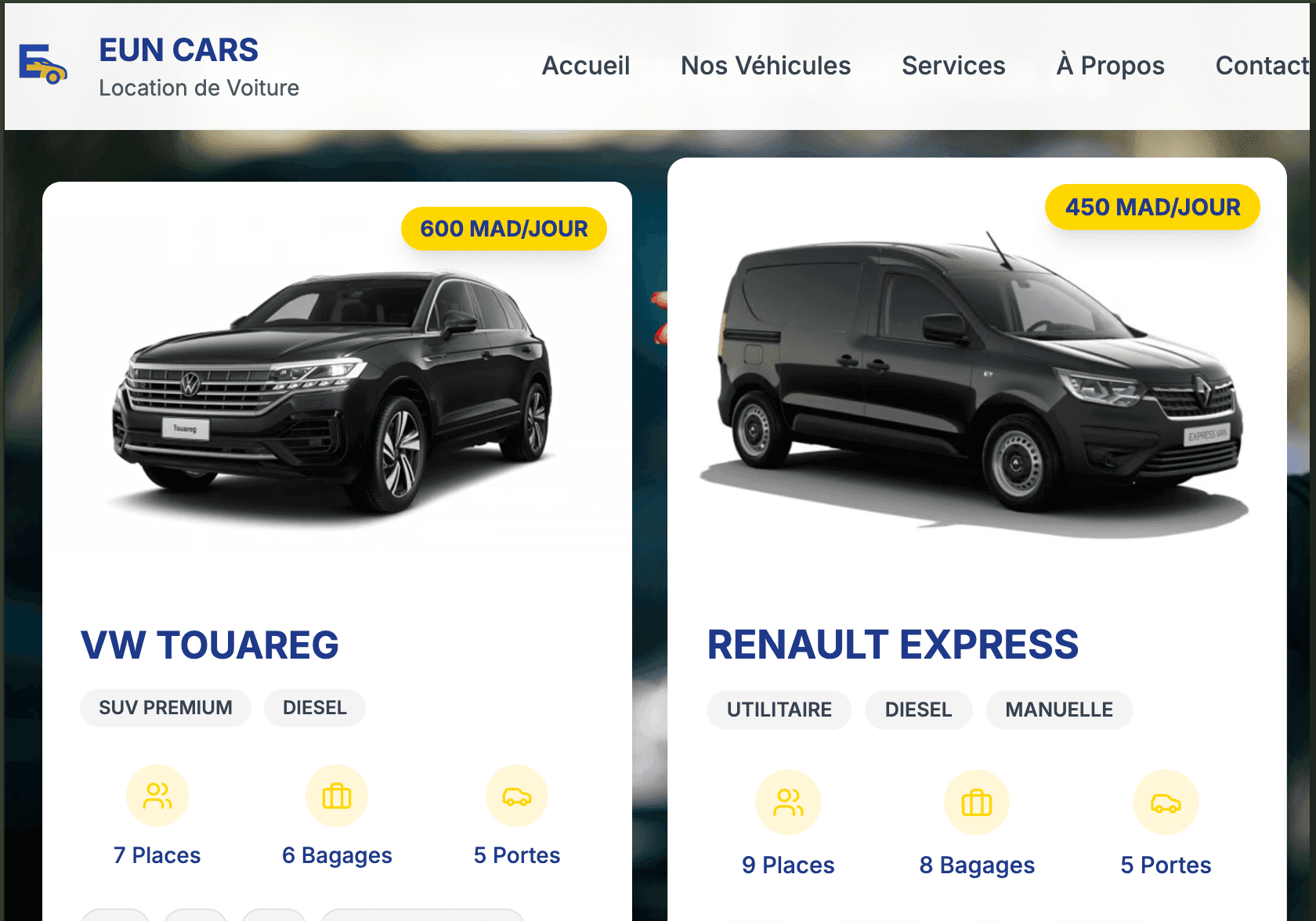 Projet: EUN Cars - Location de Voitures